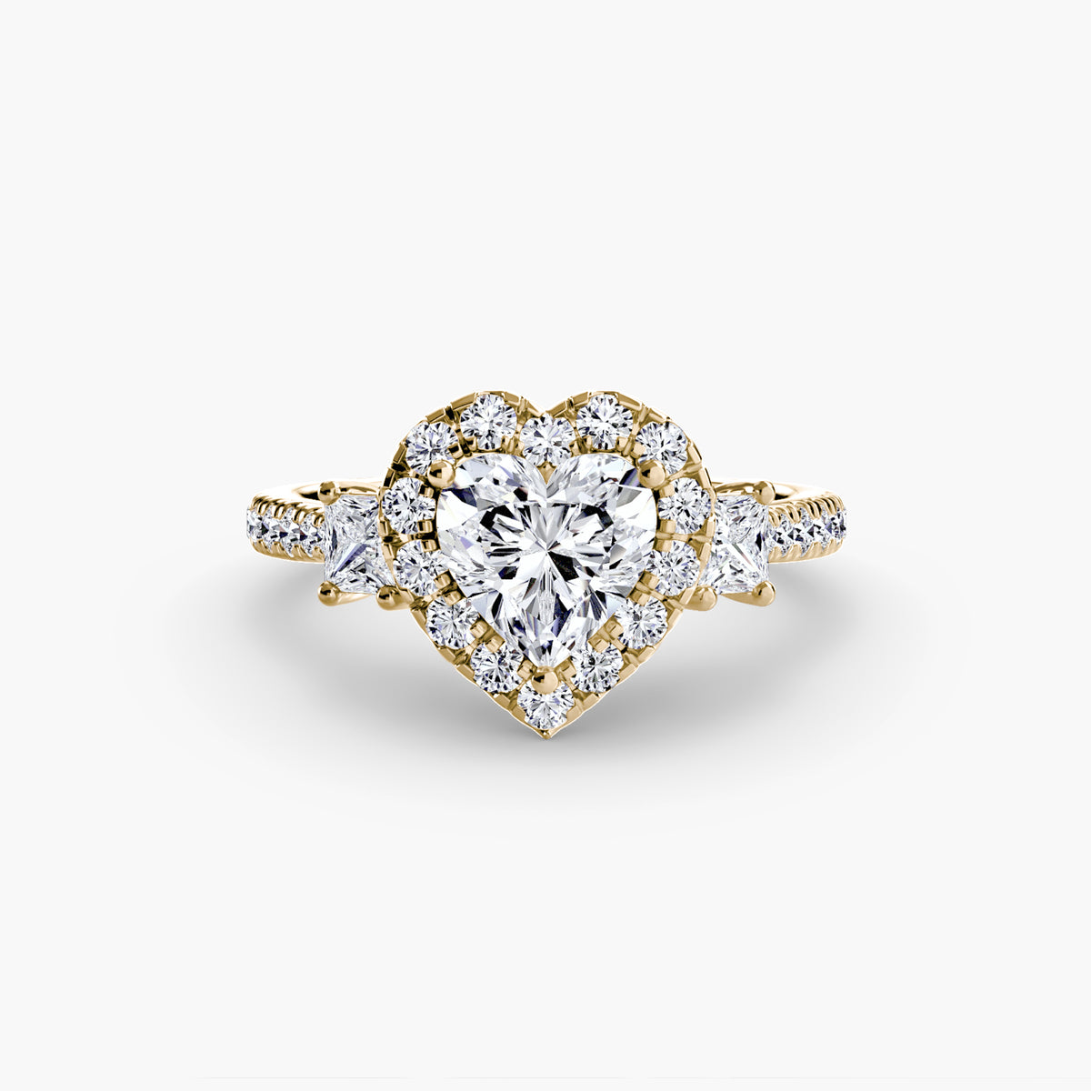 Bague Trois Pierres avec Halo (Modèle 2)
