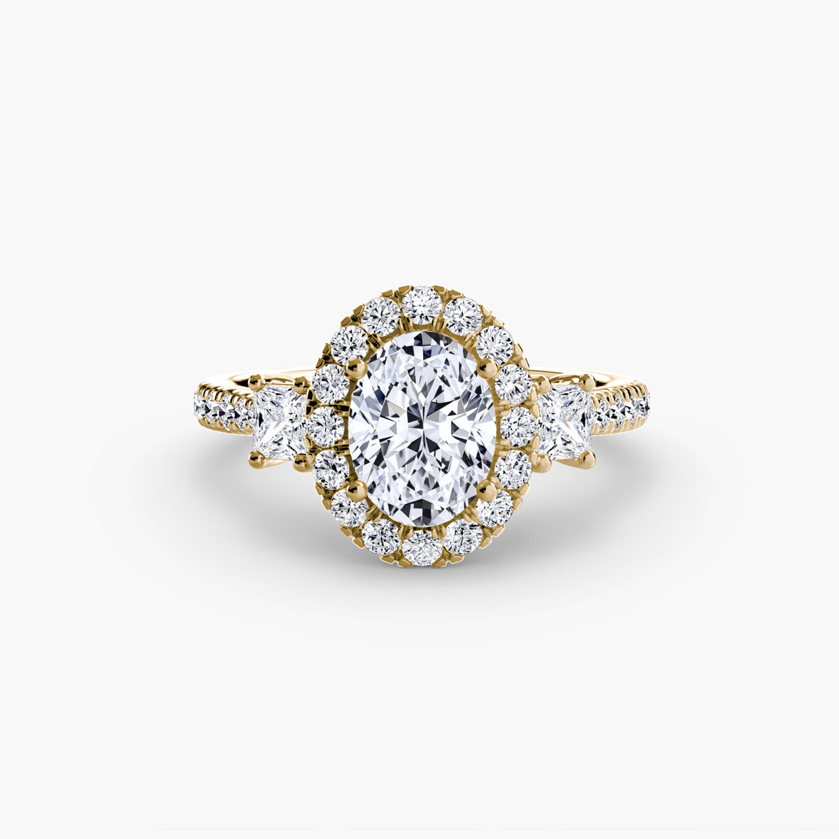 Bague Trois Pierres avec Halo (Modèle 2)