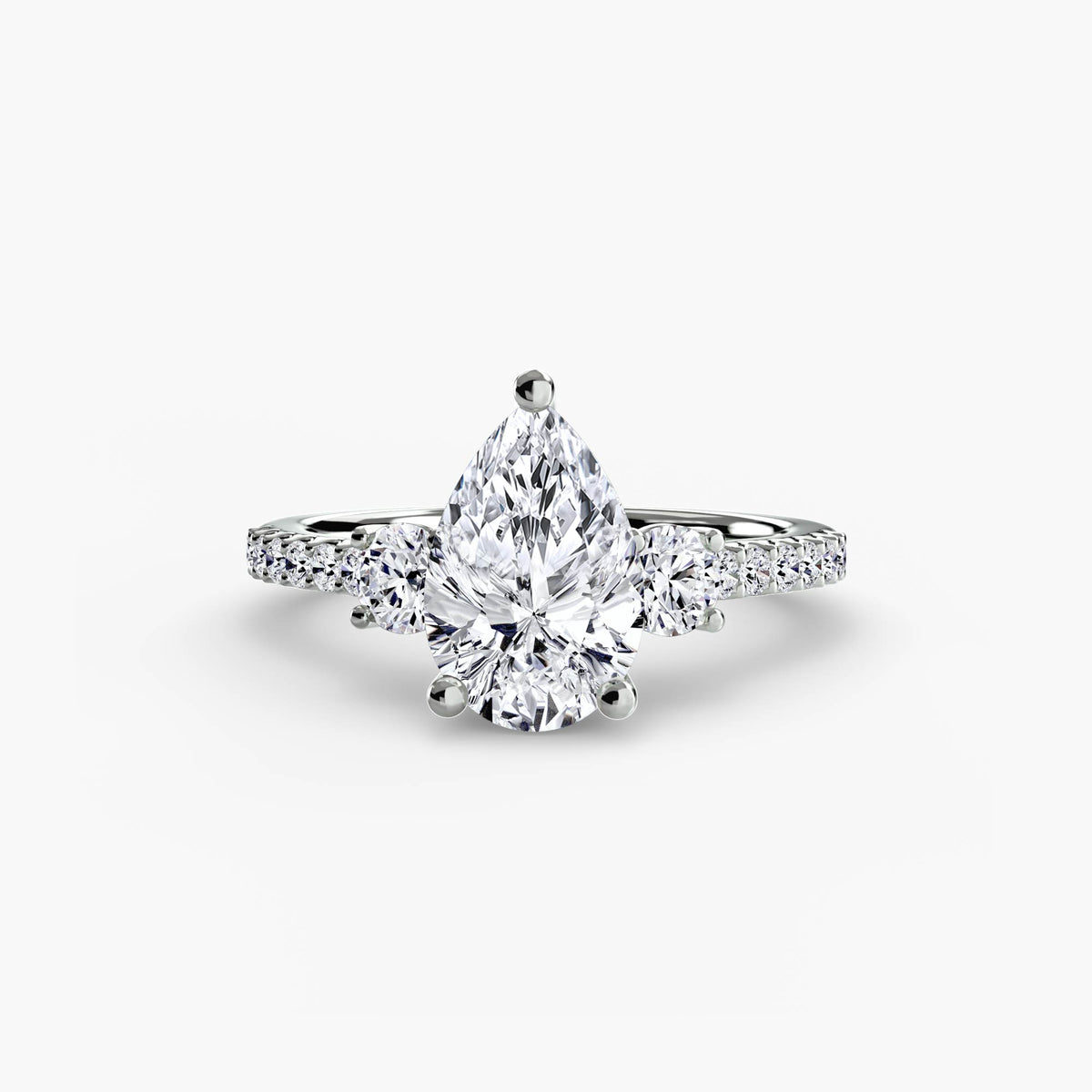 Bague Trois Pierres à Anneau Pavé 1 ct