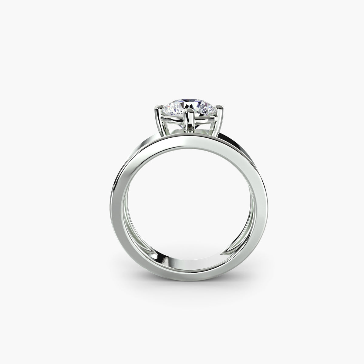 Bague Solitaire à Anneau Large