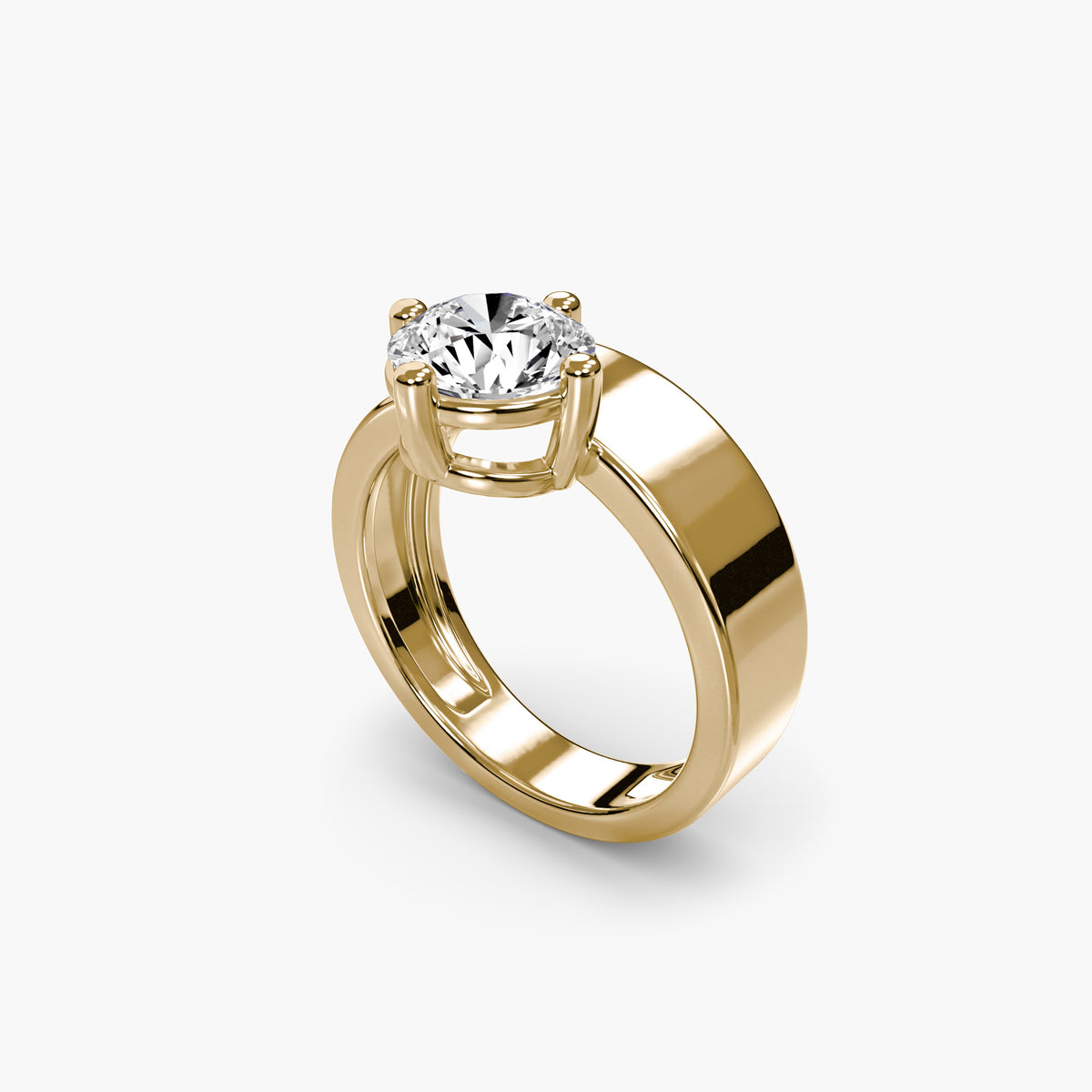 Bague Solitaire à Anneau Large 2 ct, or jaune