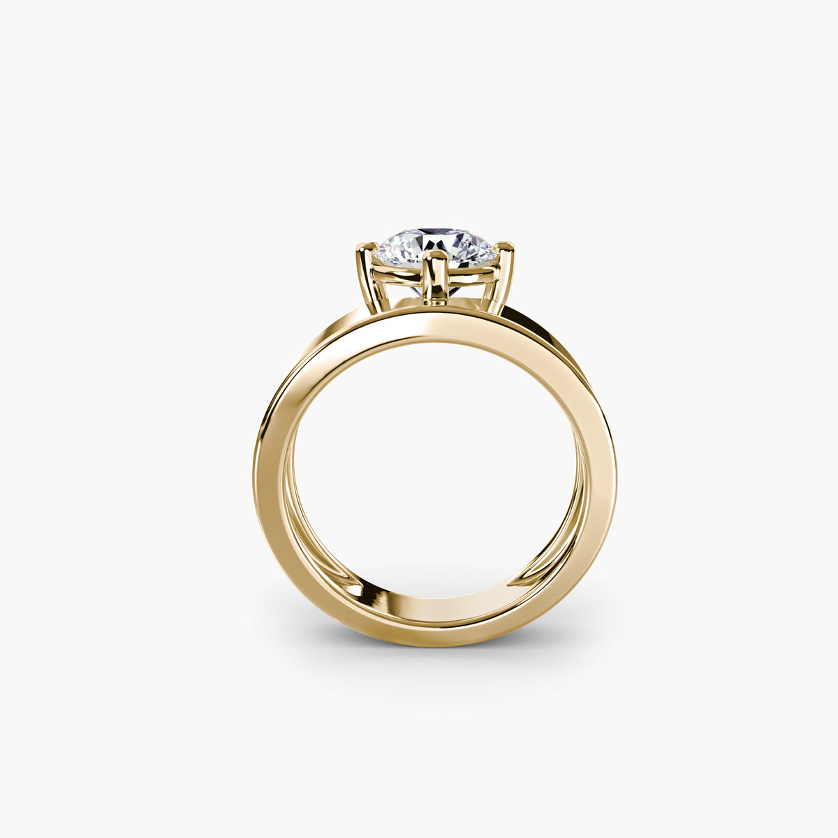 Bague Solitaire à Anneau Large 2 ct, or jaune