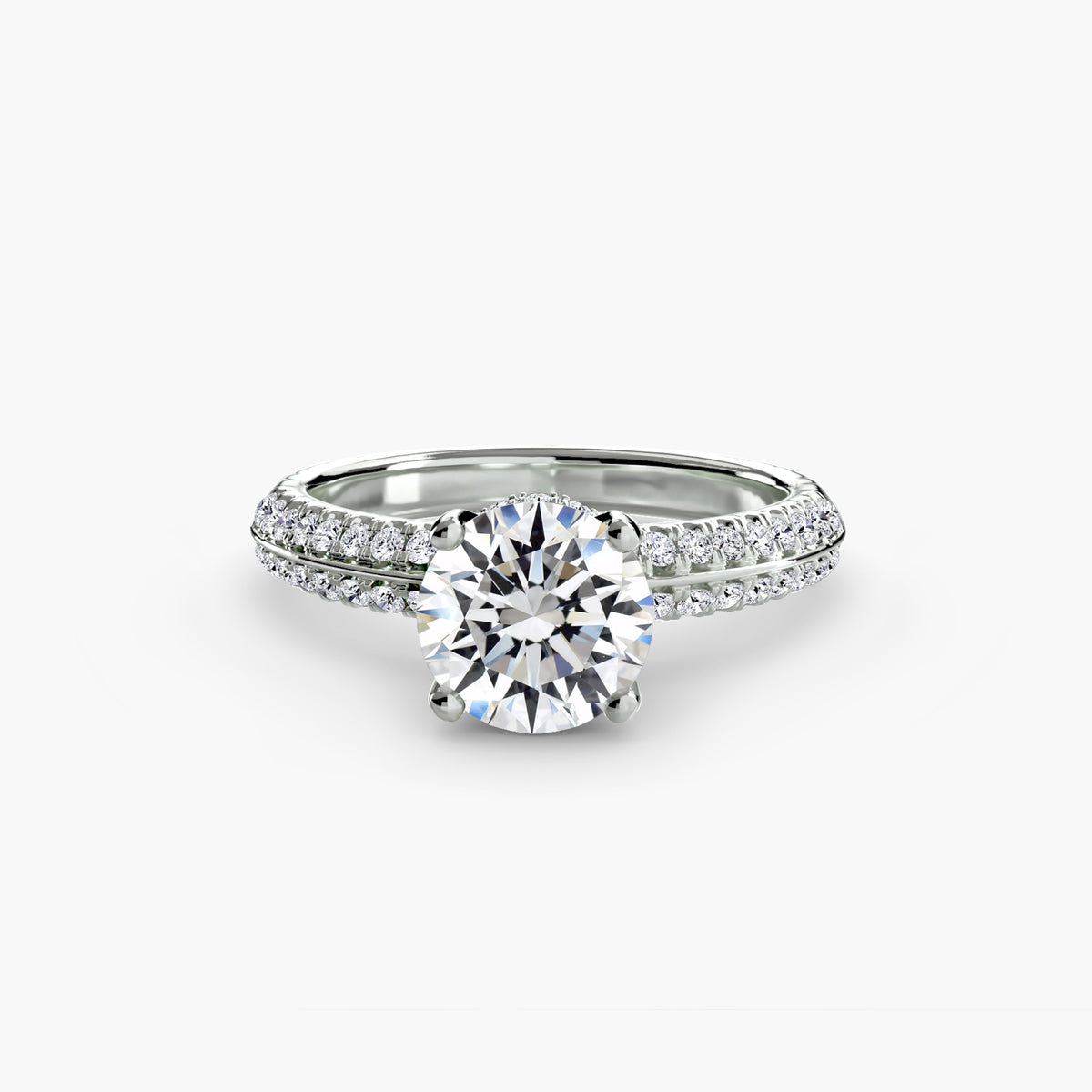 Bague Solitaire Pavée