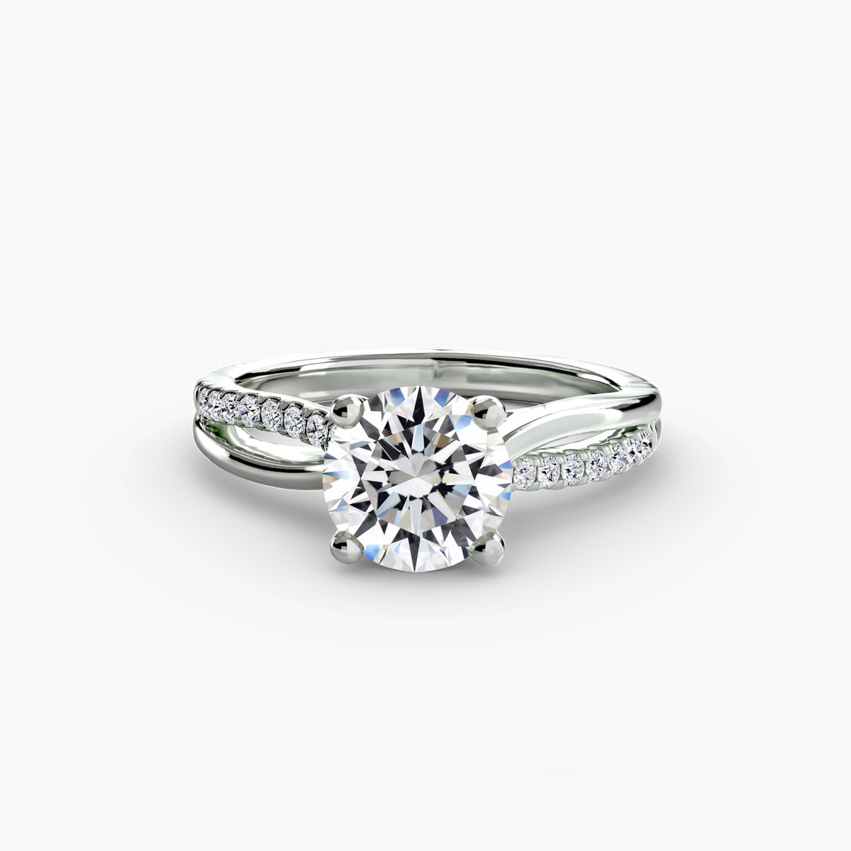 Bague Solitaire Pavée à Anneau Fendu