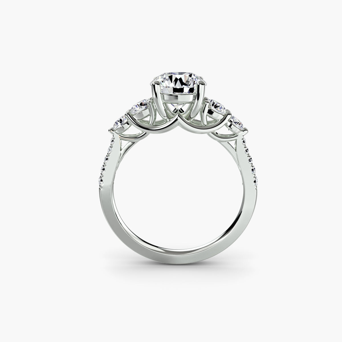 Bague Cinq Pierres avec Anneau Pavé