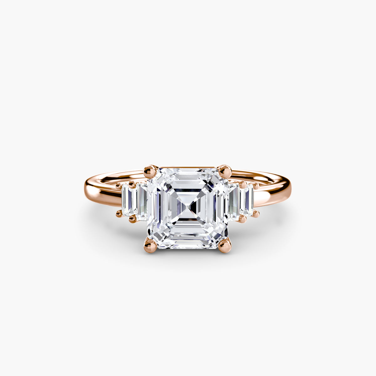 Bague Solitaire à Accents Baguettes