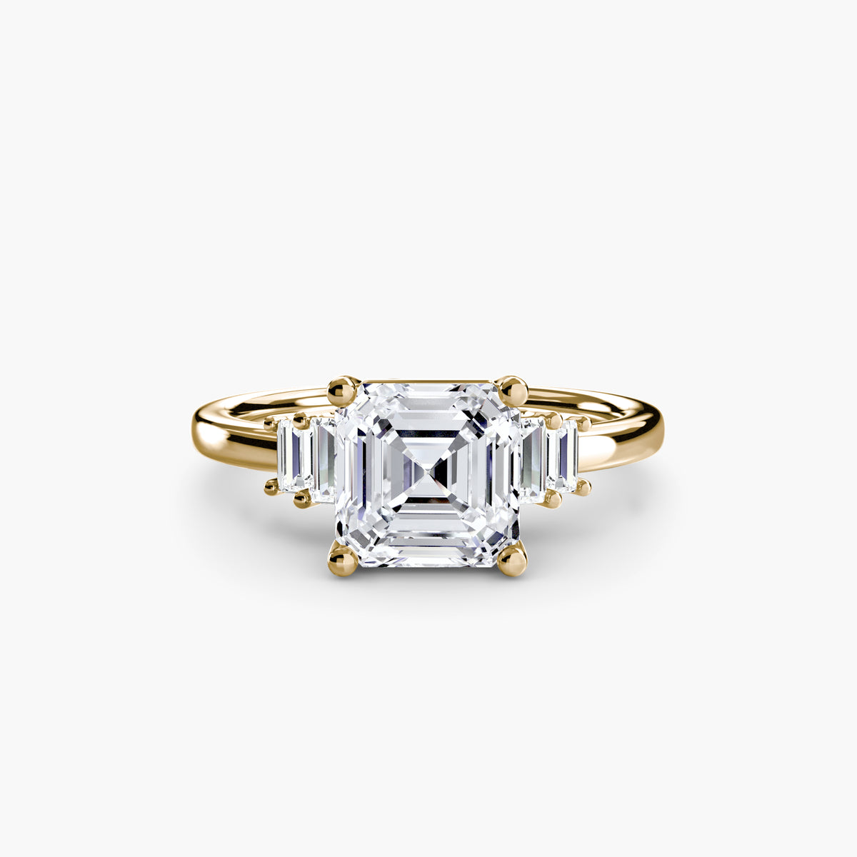 Bague Solitaire à Accents Baguettes