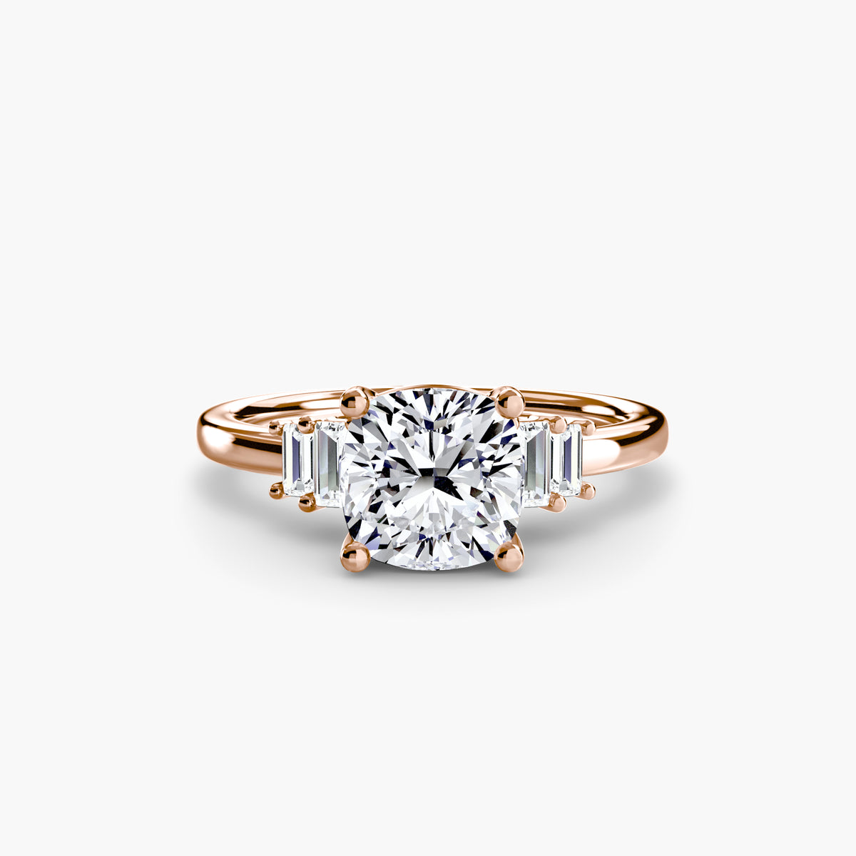Bague Solitaire à Accents Baguettes