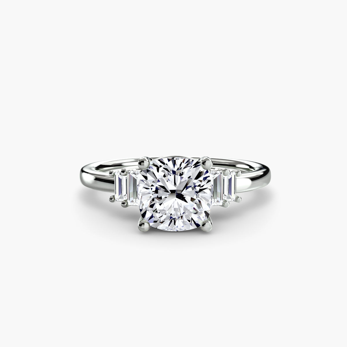 Bague Solitaire à Accents Baguettes