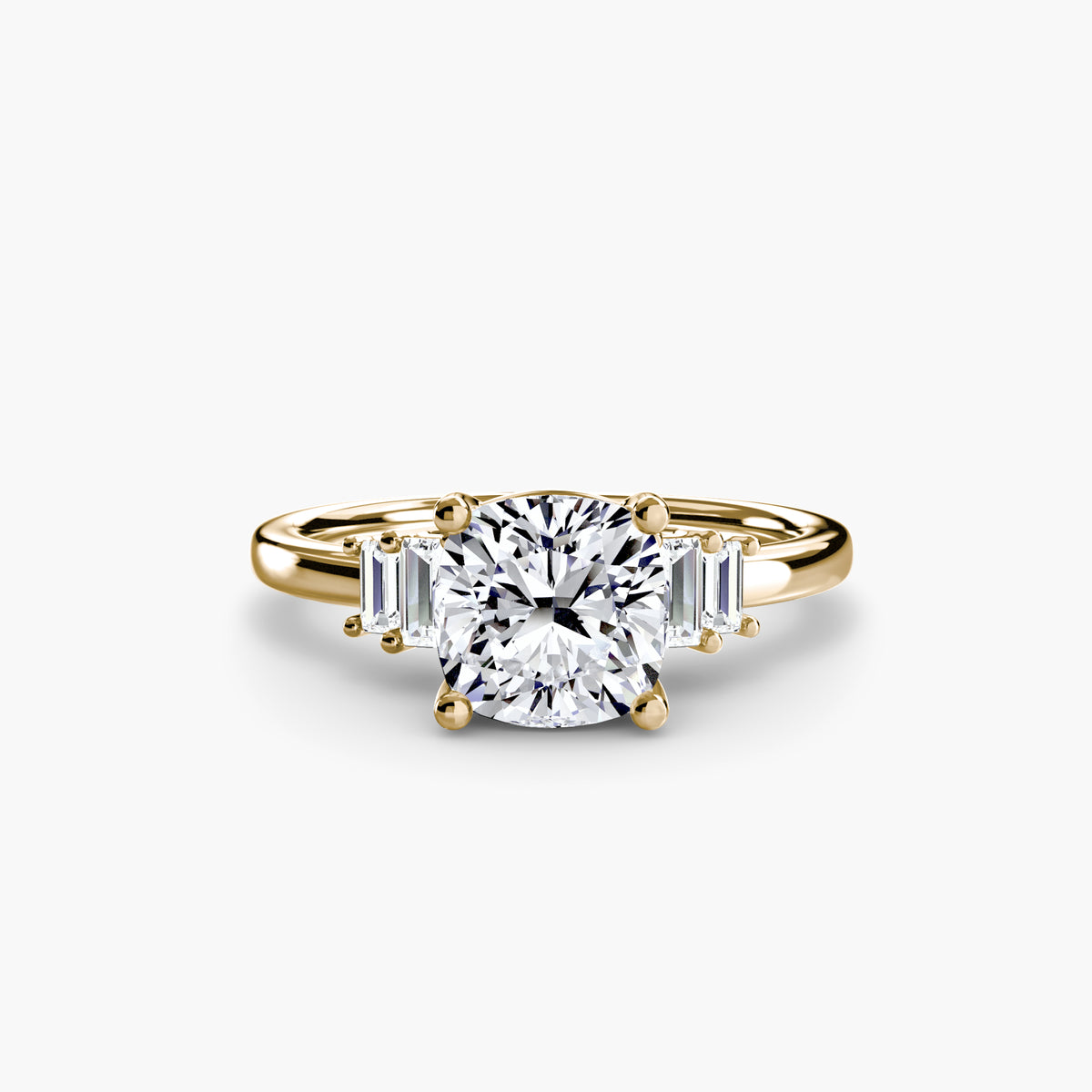 Bague Solitaire à Accents Baguettes