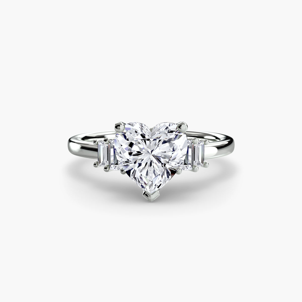 Bague Solitaire à Accents Baguettes
