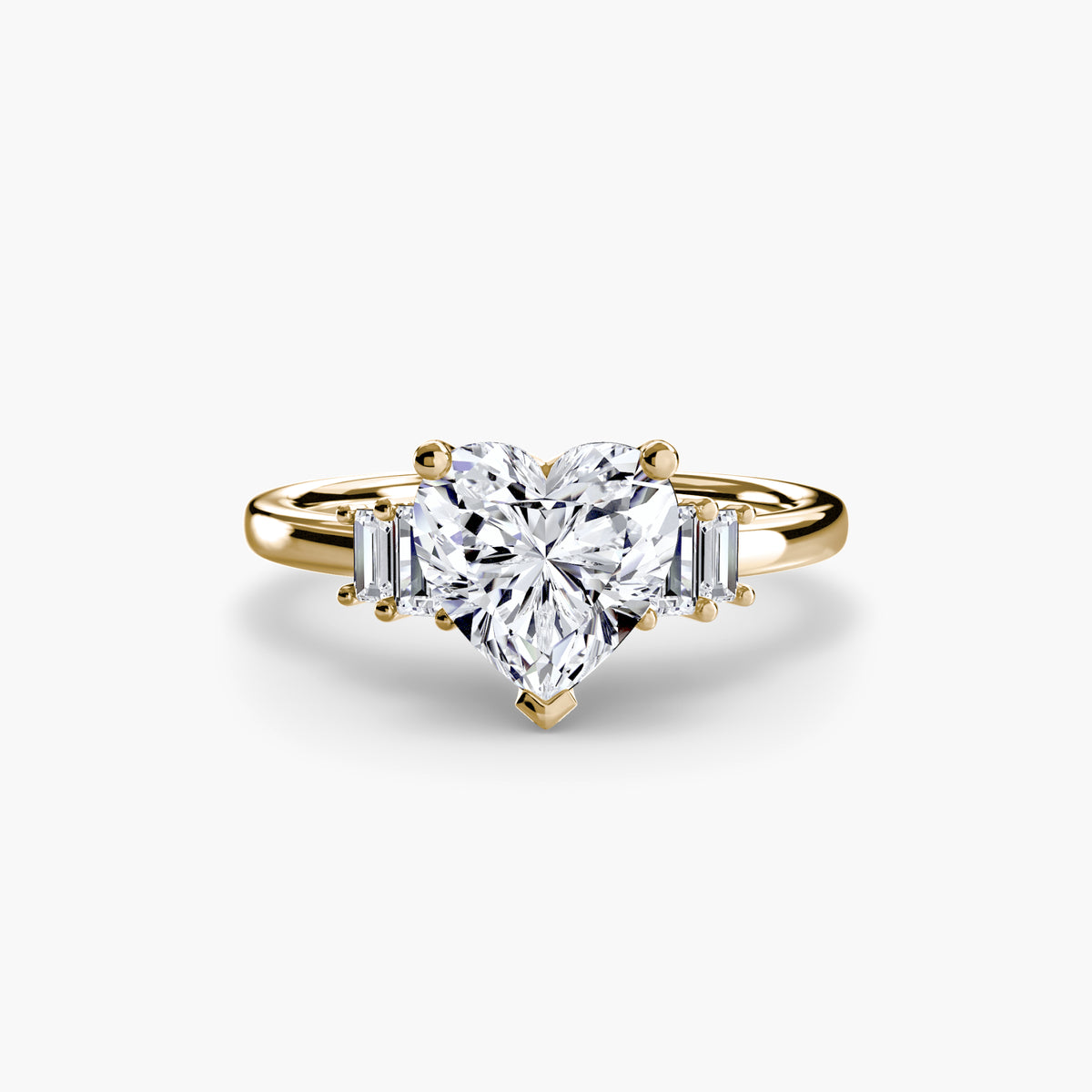 Bague Solitaire à Accents Baguettes