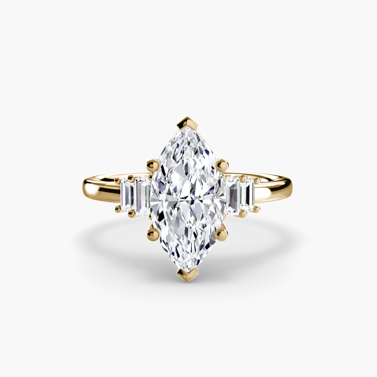Bague Solitaire à Accents Baguettes