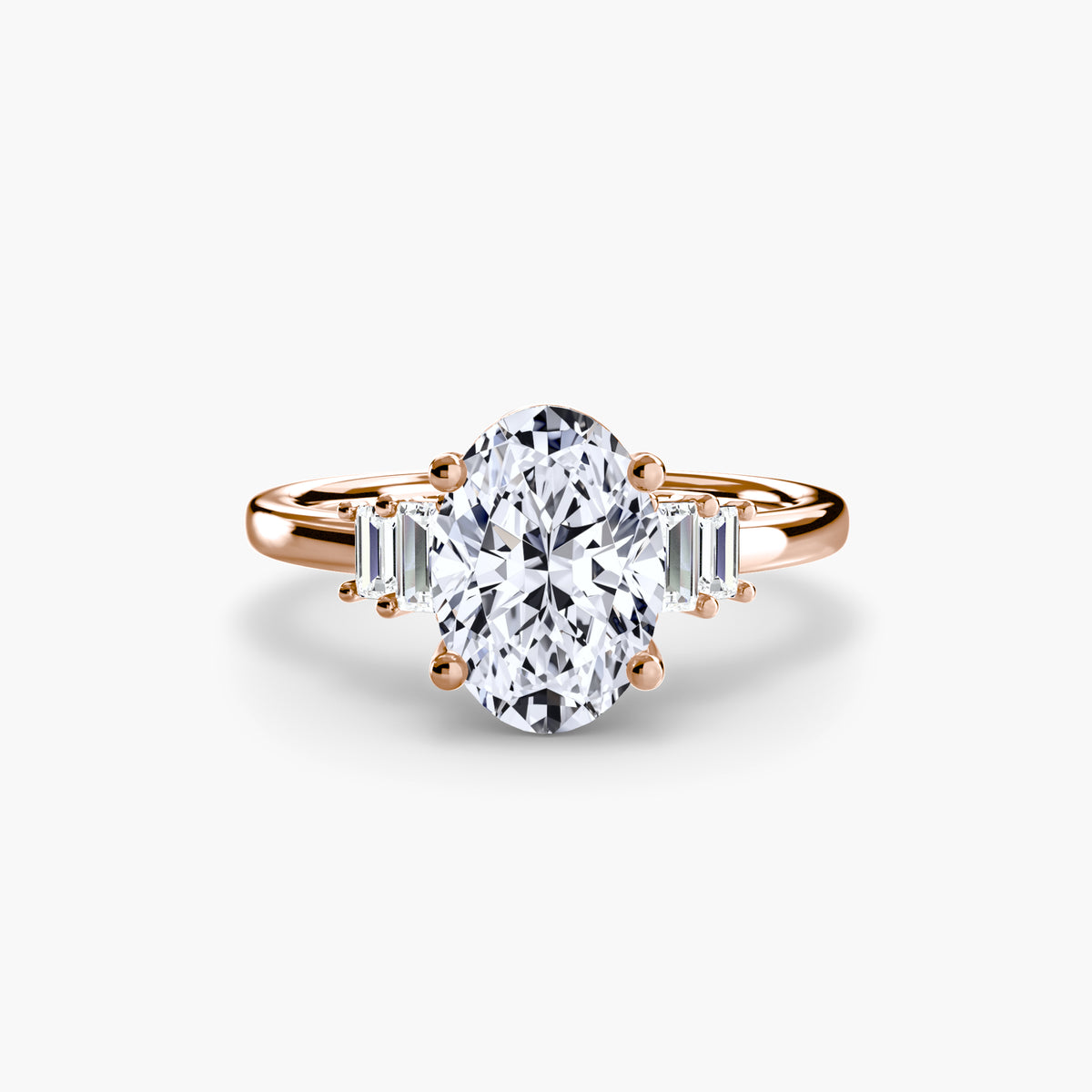 Bague Solitaire à Accents Baguettes