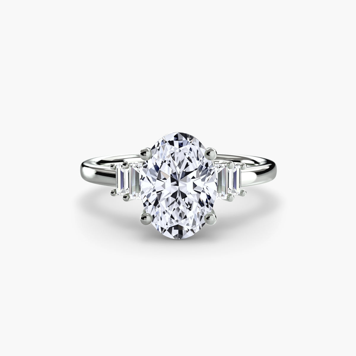 Bague Solitaire à Accents Baguettes