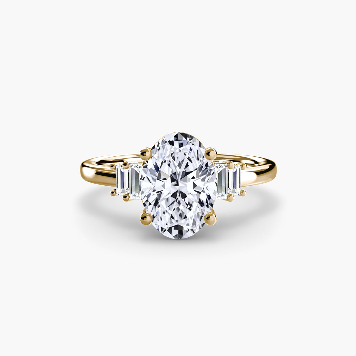 Bague Solitaire à Accents Baguettes