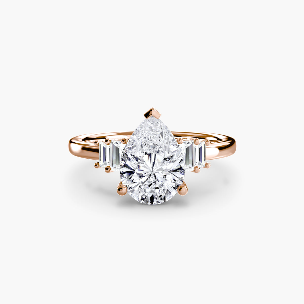 Bague Solitaire à Accents Baguettes