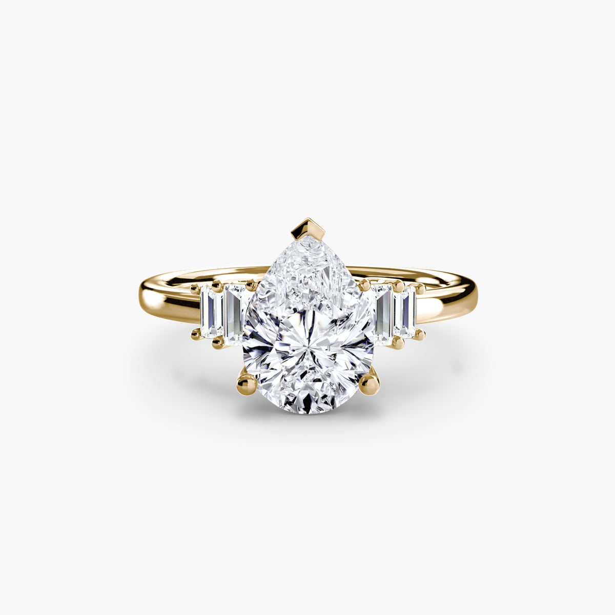 Bague Solitaire à Accents Baguettes