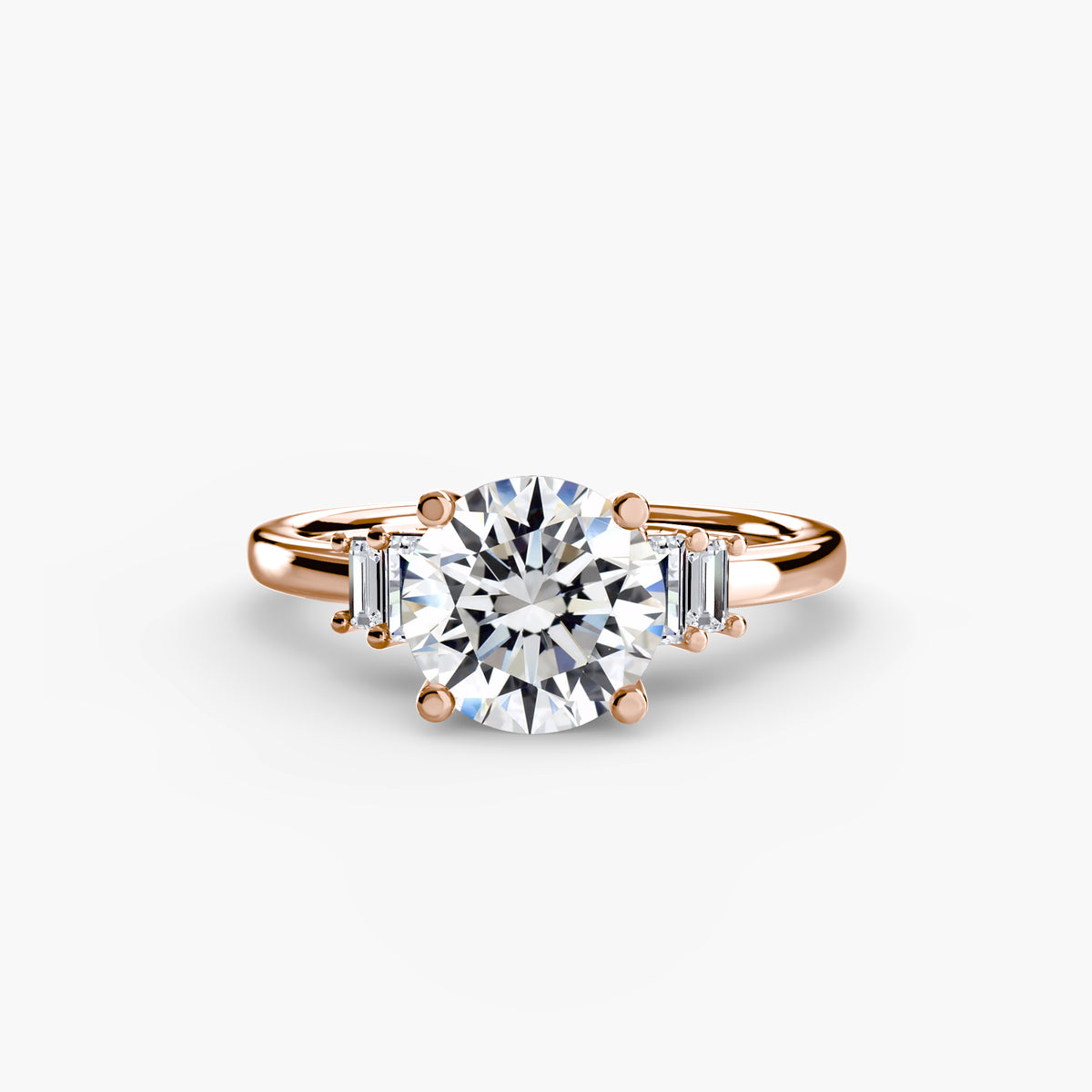 Bague Solitaire à Accents Baguettes