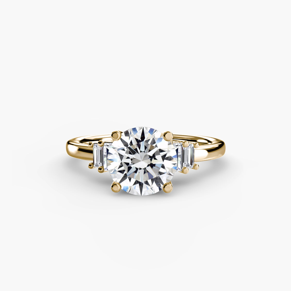 Bague Solitaire à Accents Baguettes