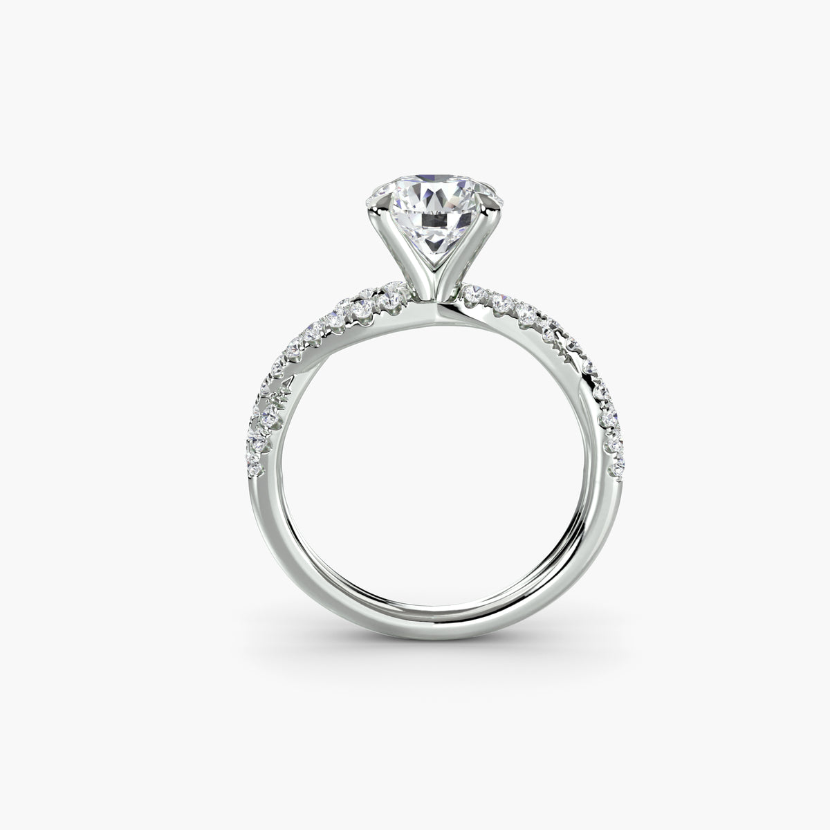 Bague Solitaire Pavée Torsadée
