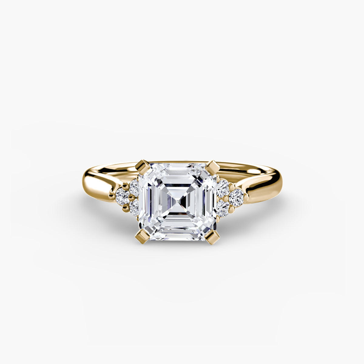 Bague Solitaire à Épaules en Grappe (Modèle 2)