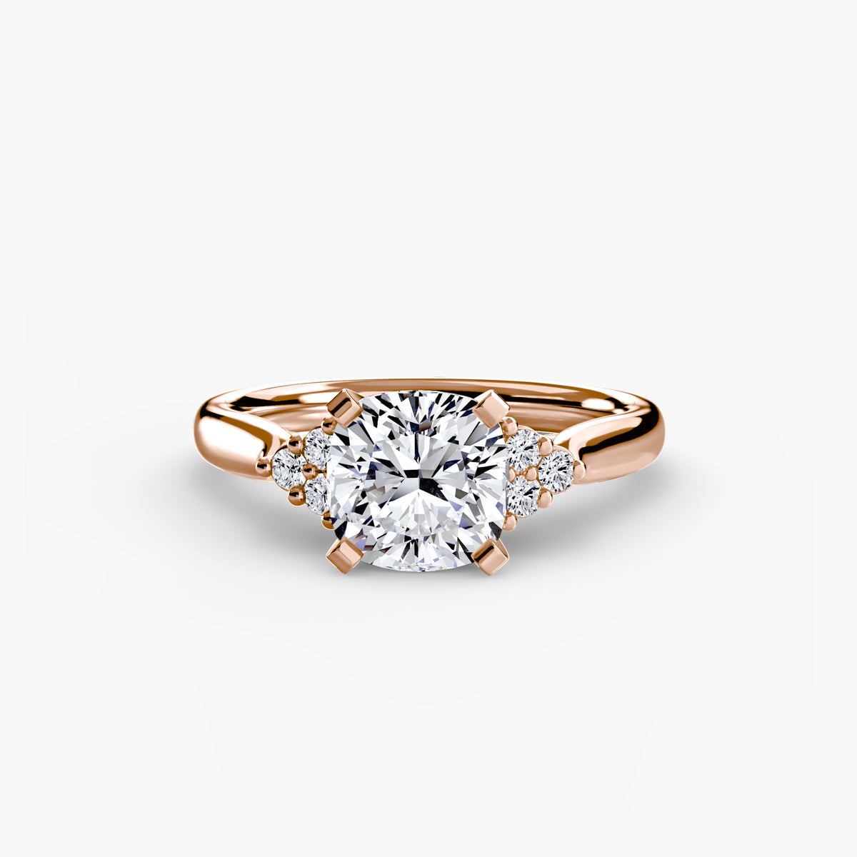 Bague Solitaire à Épaules en Grappe (Modèle 2)