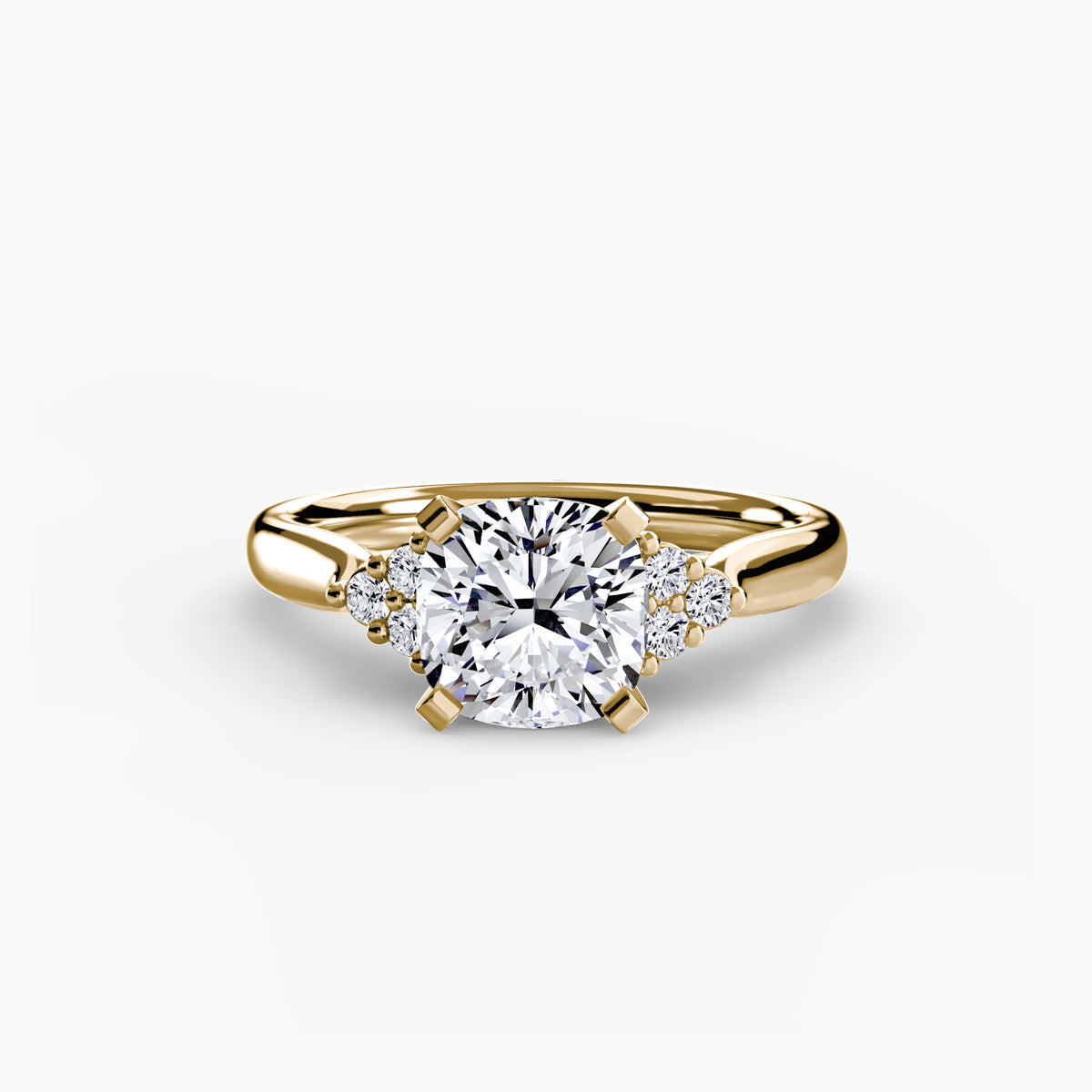 Bague Solitaire à Épaules en Grappe (Modèle 2)
