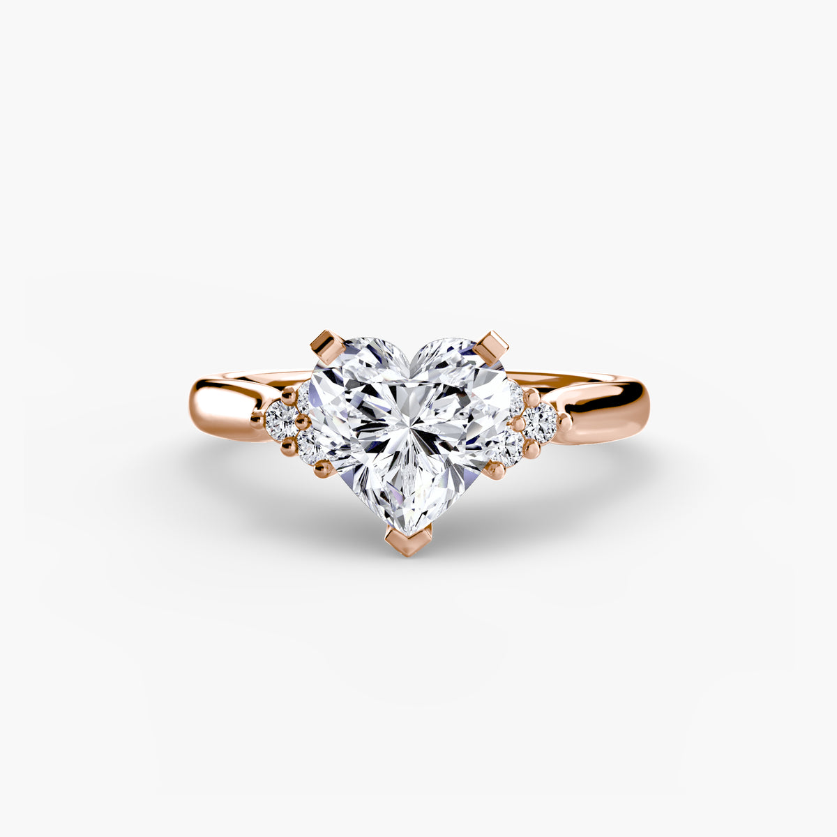 Bague Solitaire à Épaules en Grappe (Modèle 2)