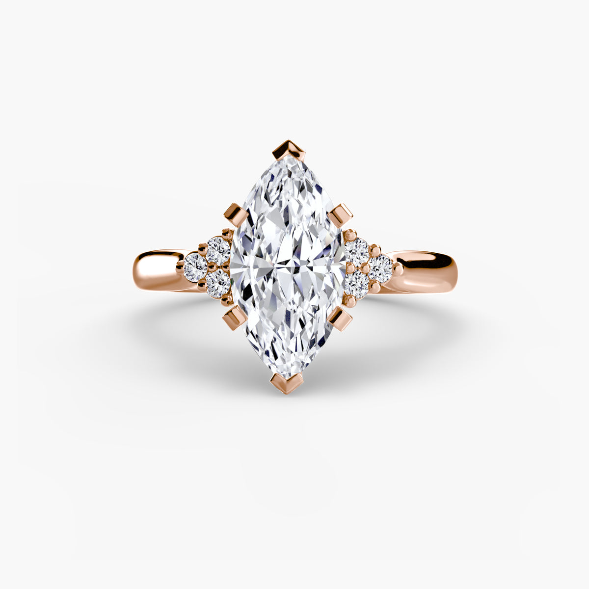 Bague Solitaire à Épaules en Grappe (Modèle 2)