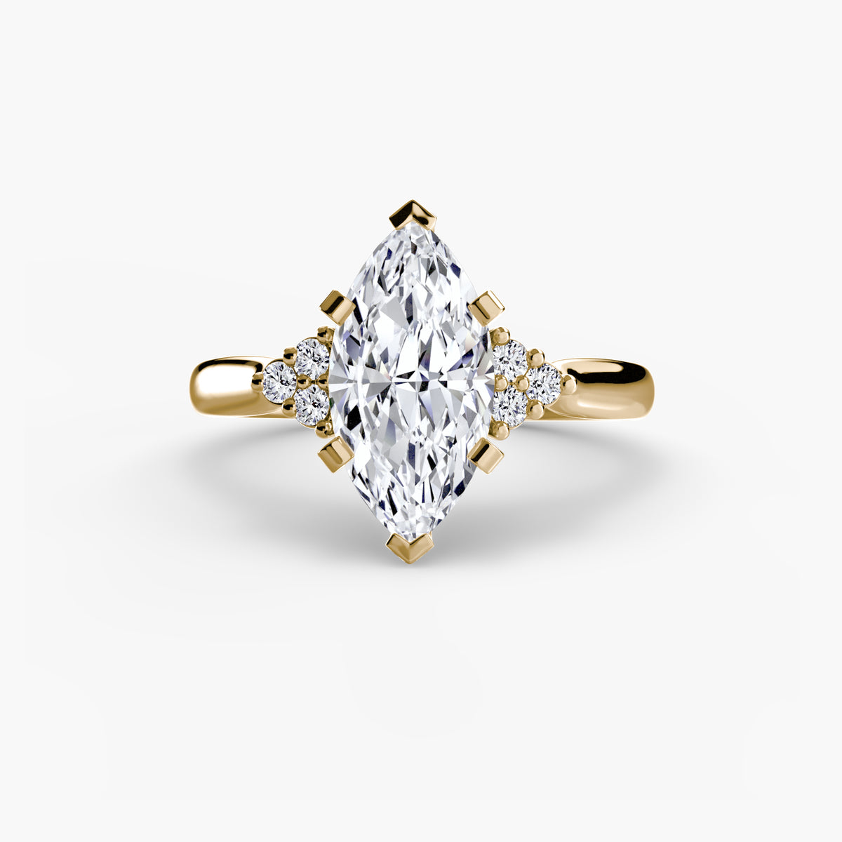 Bague Solitaire à Épaules en Grappe (Modèle 2)