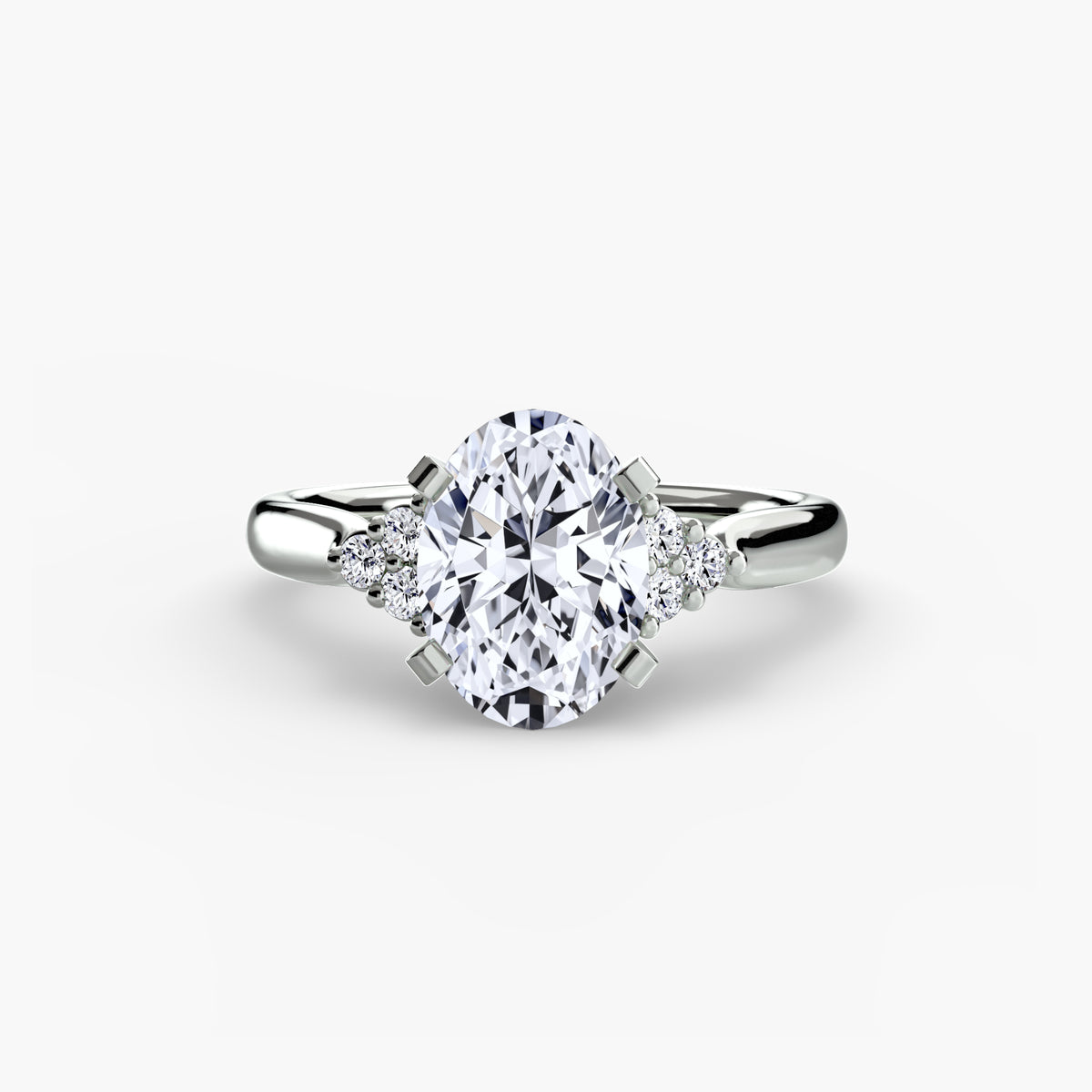 Bague Solitaire à Épaules en Grappe (Modèle 2)
