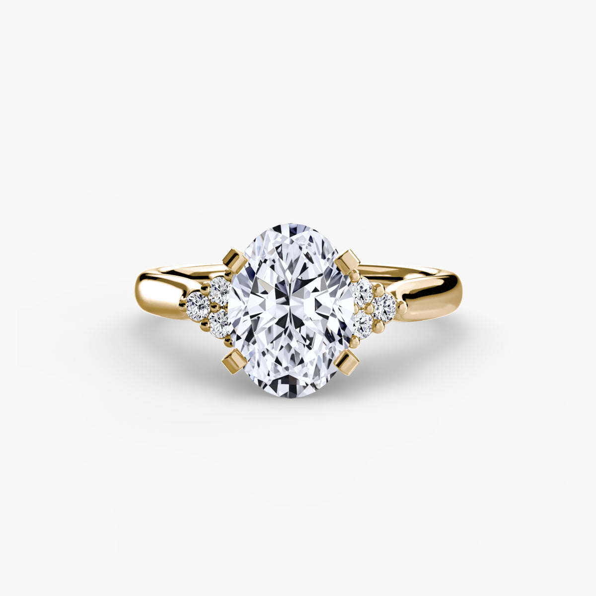 Bague Solitaire à Épaules en Grappe (Modèle 2)