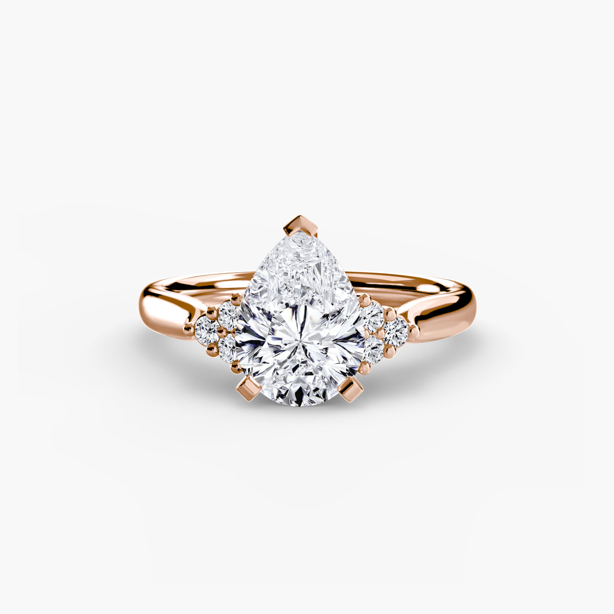 Bague Solitaire à Épaules en Grappe (Modèle 2)