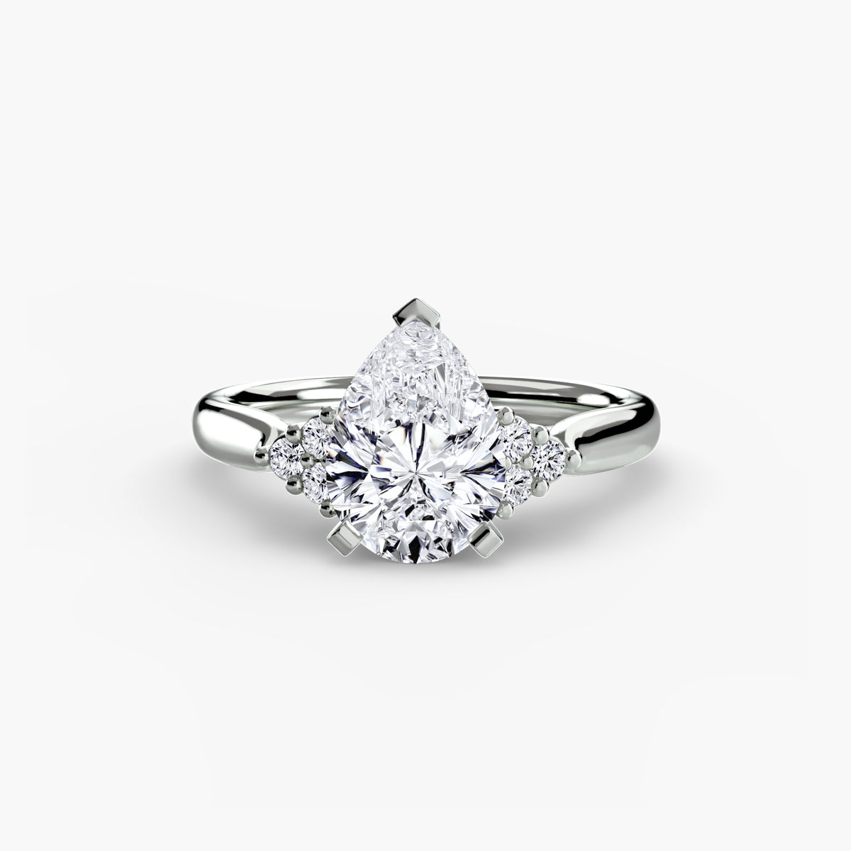 Bague Solitaire à Épaules en Grappe (Modèle 2)