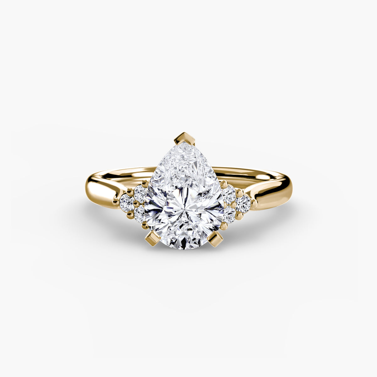 Bague Solitaire à Épaules en Grappe (Modèle 2)