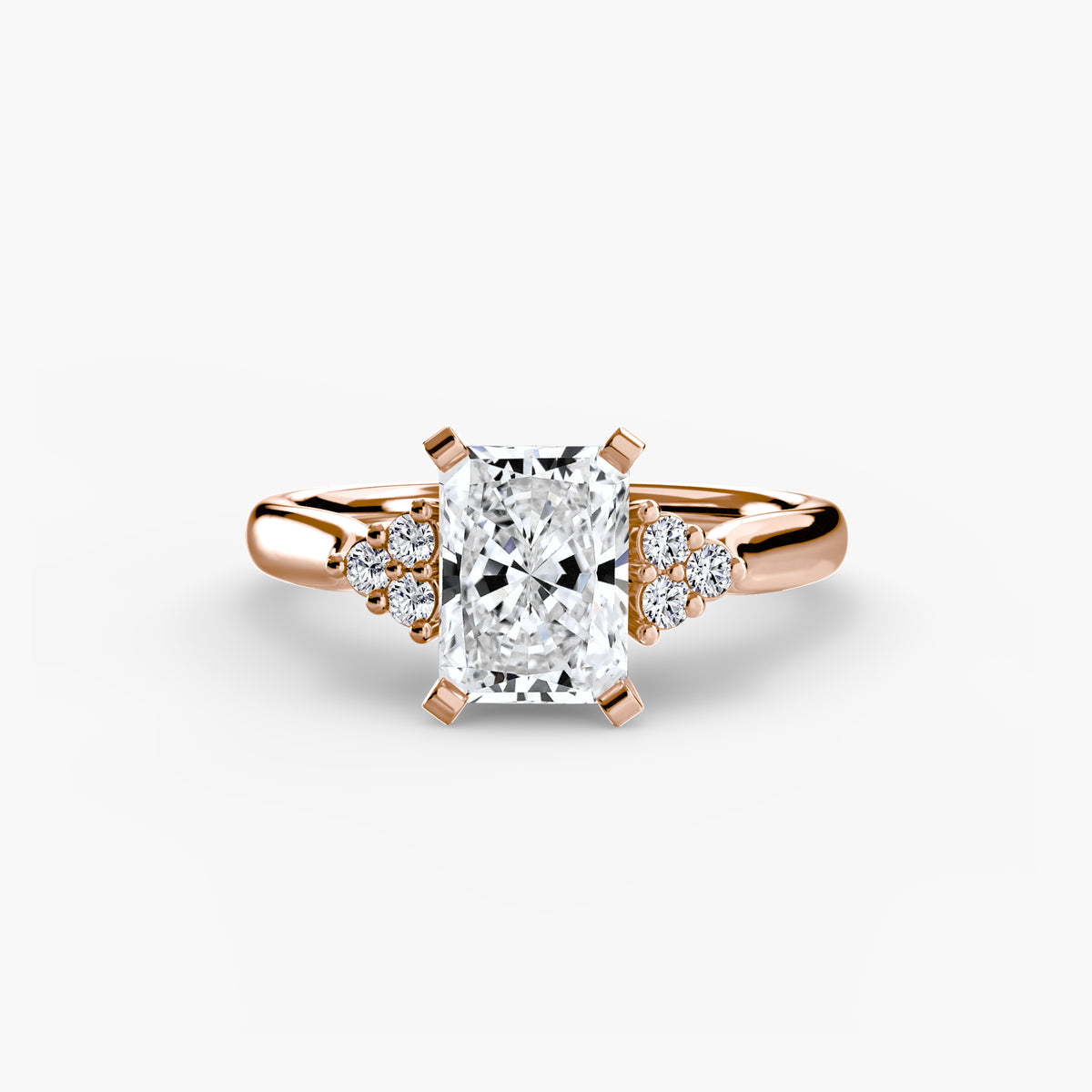 Bague Solitaire à Épaules en Grappe (Modèle 2)