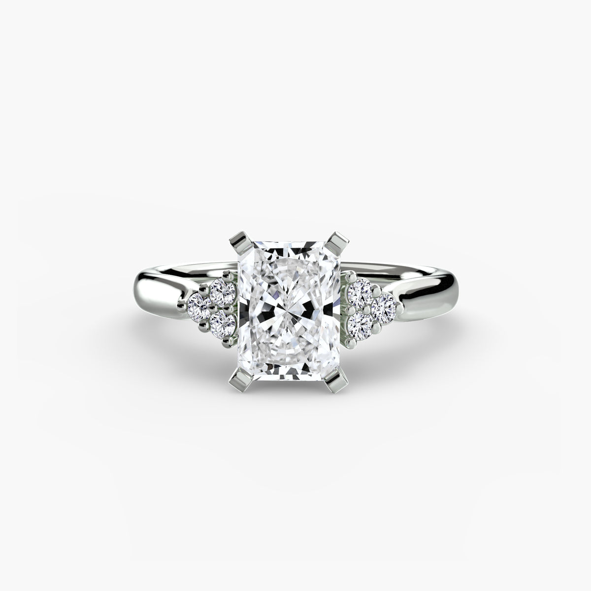 Bague Solitaire à Épaules en Grappe (Modèle 2)