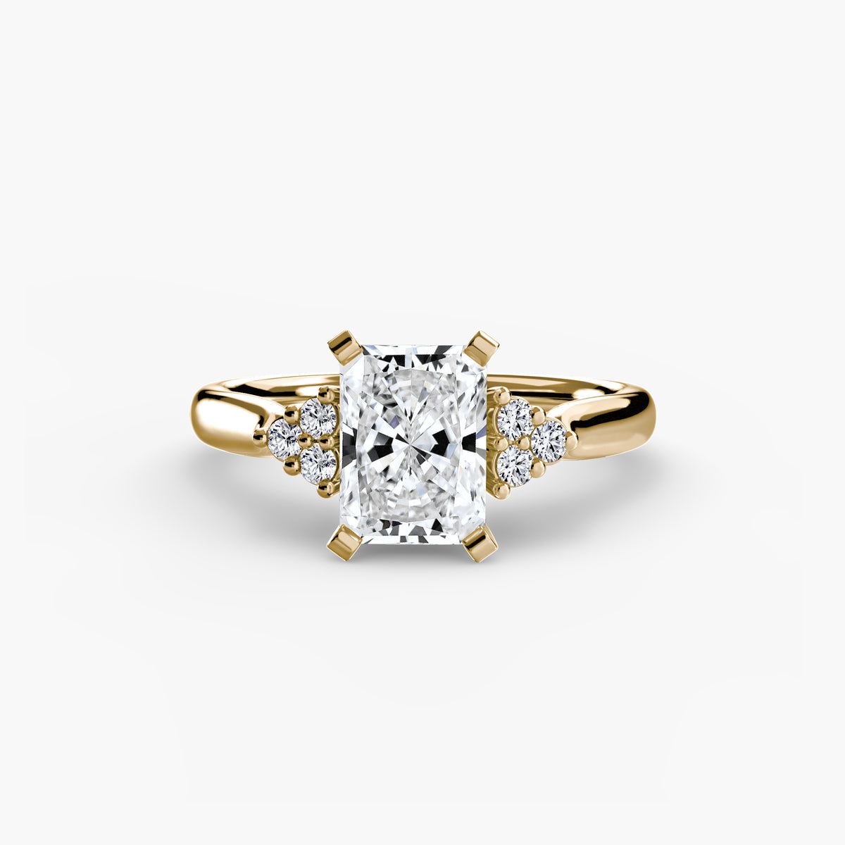 Bague Solitaire à Épaules en Grappe (Modèle 2)