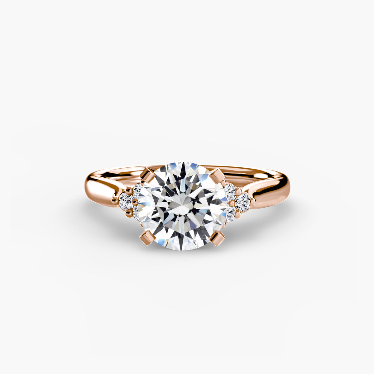 Bague Solitaire à Épaules en Grappe (Modèle 2)