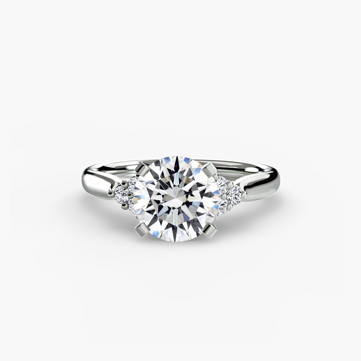 Bague Solitaire à Épaules en Grappe (Modèle 2)