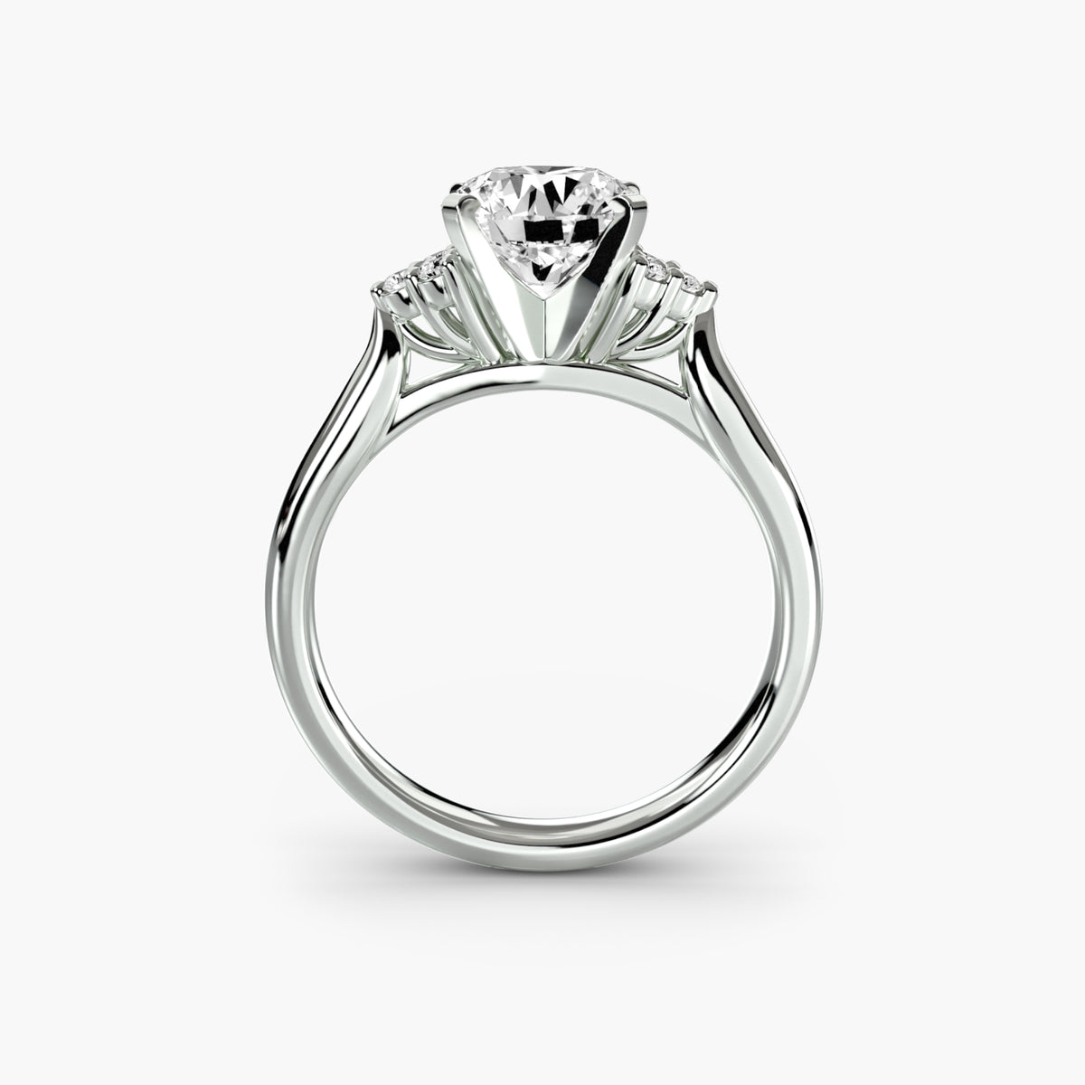 Bague Solitaire à Épaules en Grappe (Modèle 2)