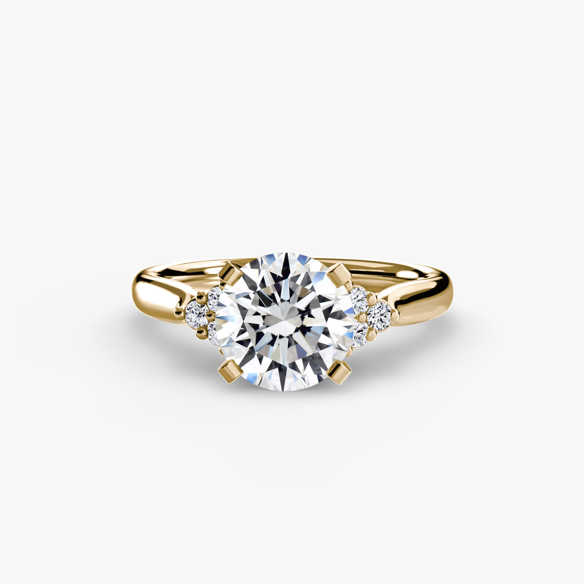 Bague Solitaire à Épaules en Grappe (Modèle 2)