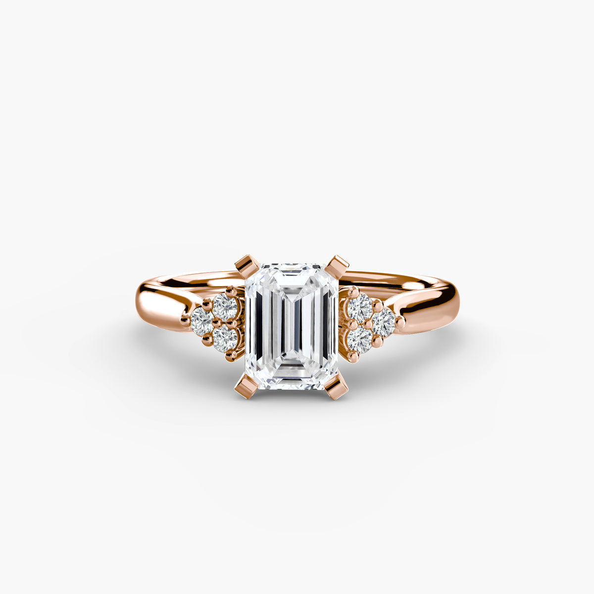 Bague Solitaire à Épaules en Grappe (Modèle 2)