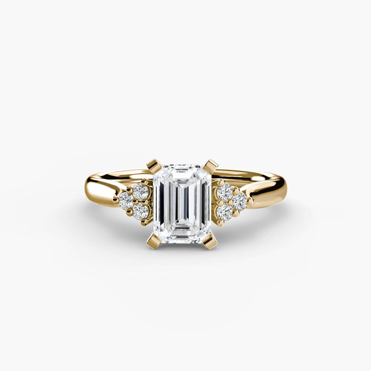 Bague Solitaire à Épaules en Grappe (Modèle 2)