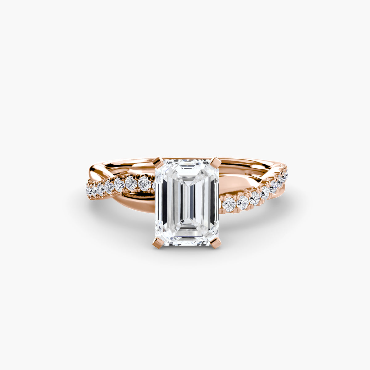 Bague Pavée Torsadée Émeraude