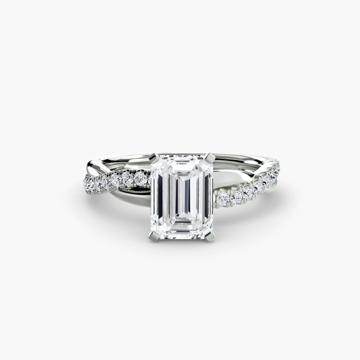 Bague Pavée Torsadée Émeraude